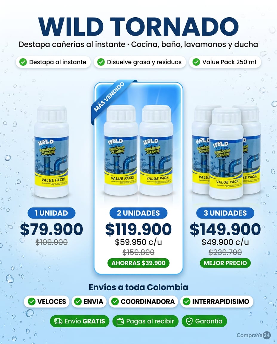 Wild Tornado Destapa Cañerías 250 ml — Limpiador de Tuberías Cocina y Baño