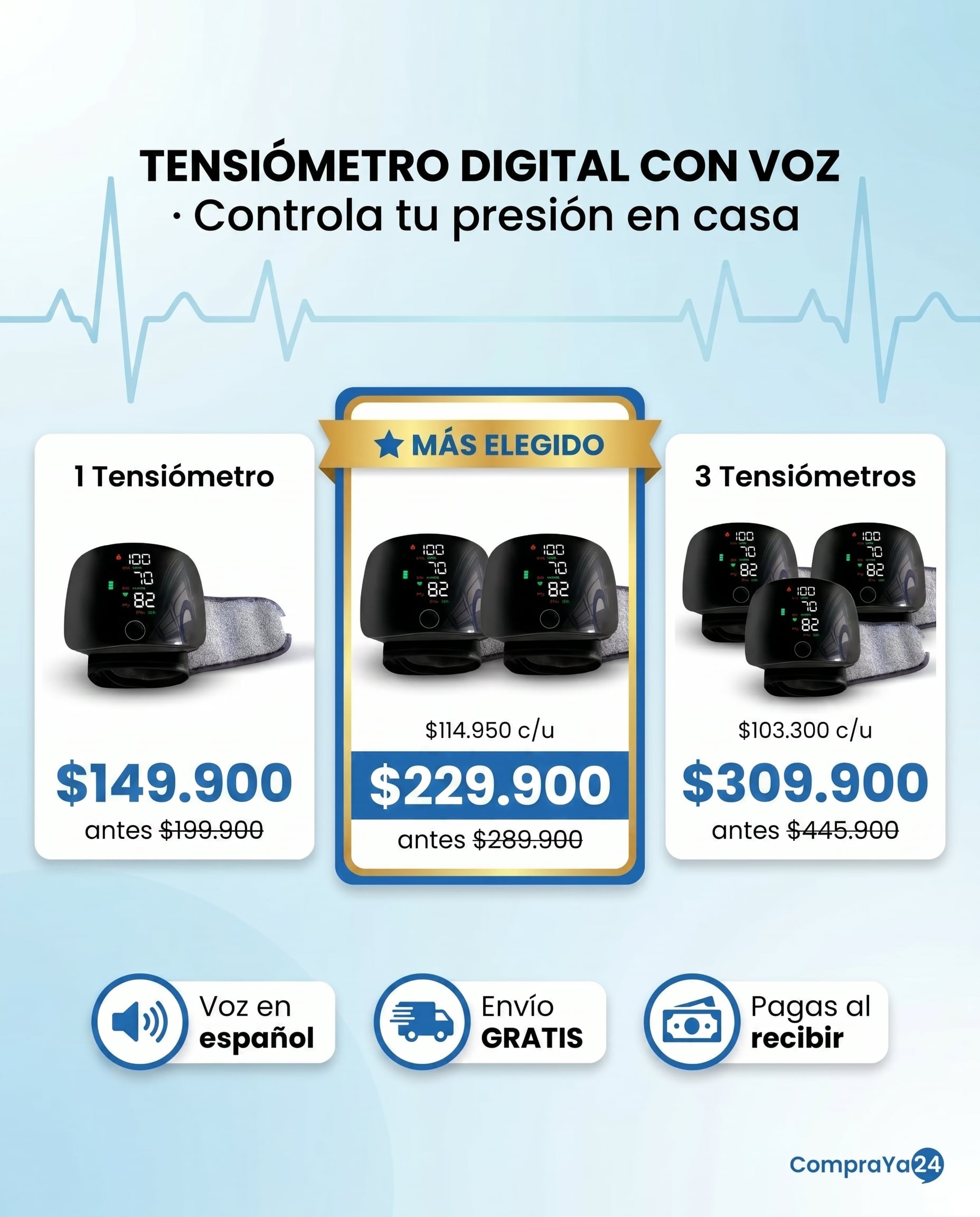 Tensiómetro Digital de Muñeca con Voz