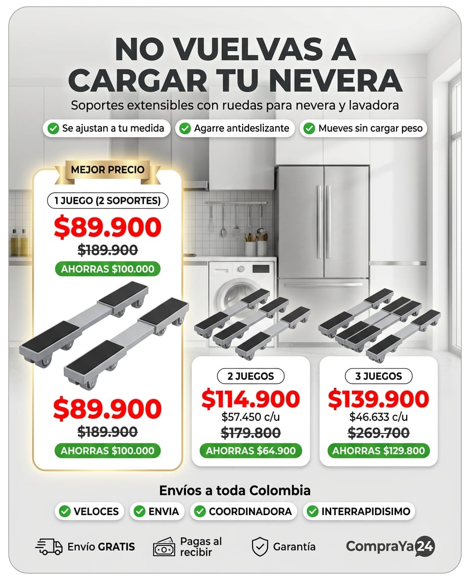 Soportes Base Extensibles con Ruedas para Nevera y Lavadora