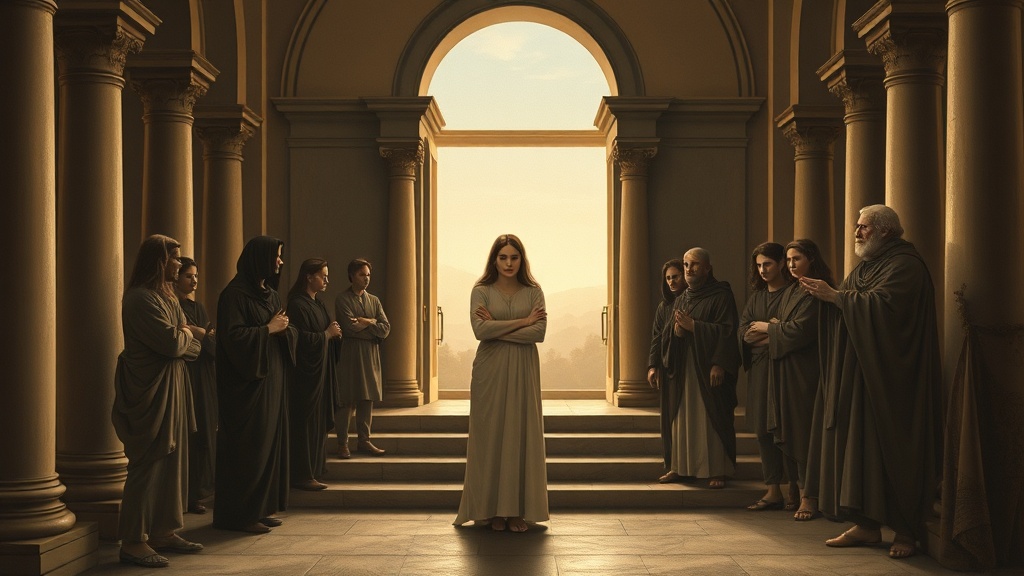 Contemplative biblical scene about outward appearance and inward worth