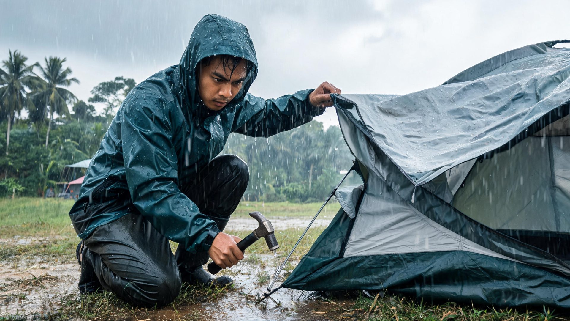 Dựng lều và cố định rainfly chống mưa khi cắm trại