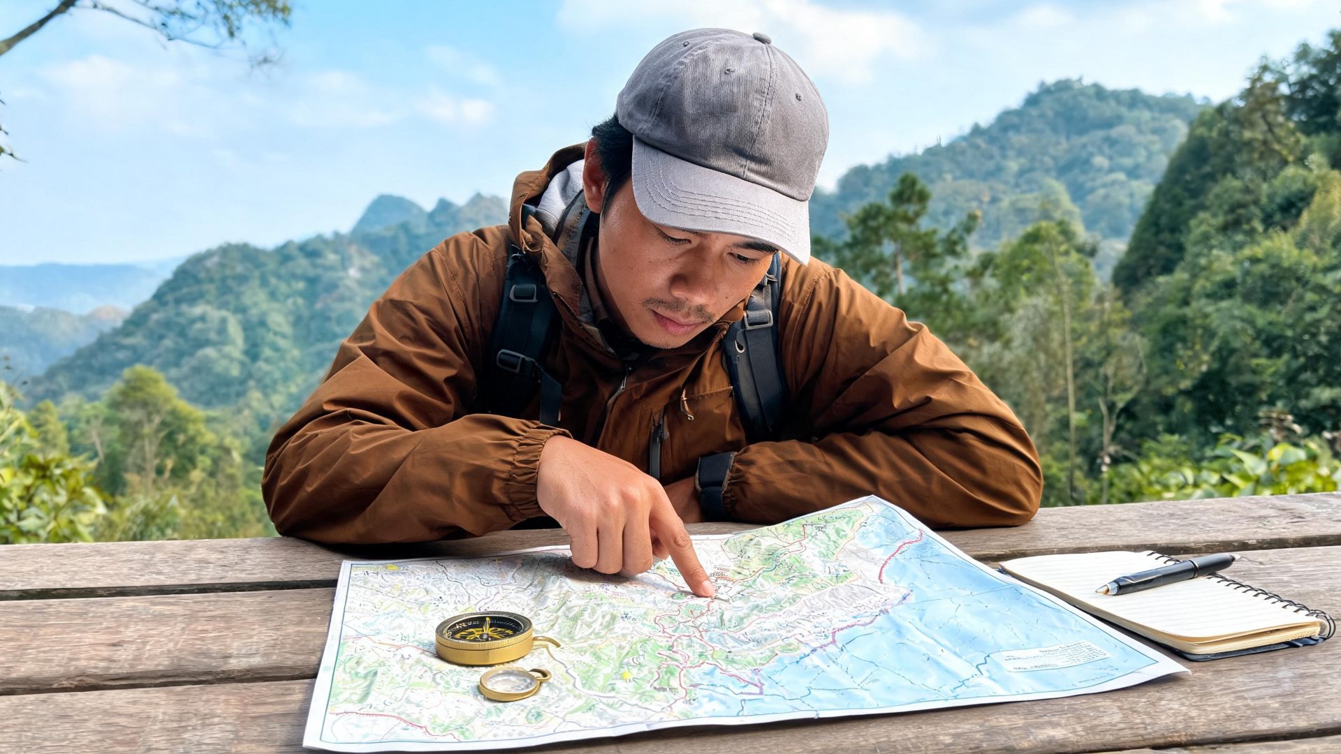 Lên kế hoạch tuyến đường trekking dài ngày với bản đồ và la bàn