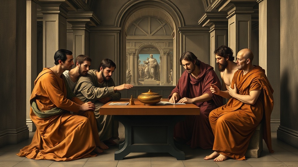 A contemplative scene symbolizing mercy and human dignity