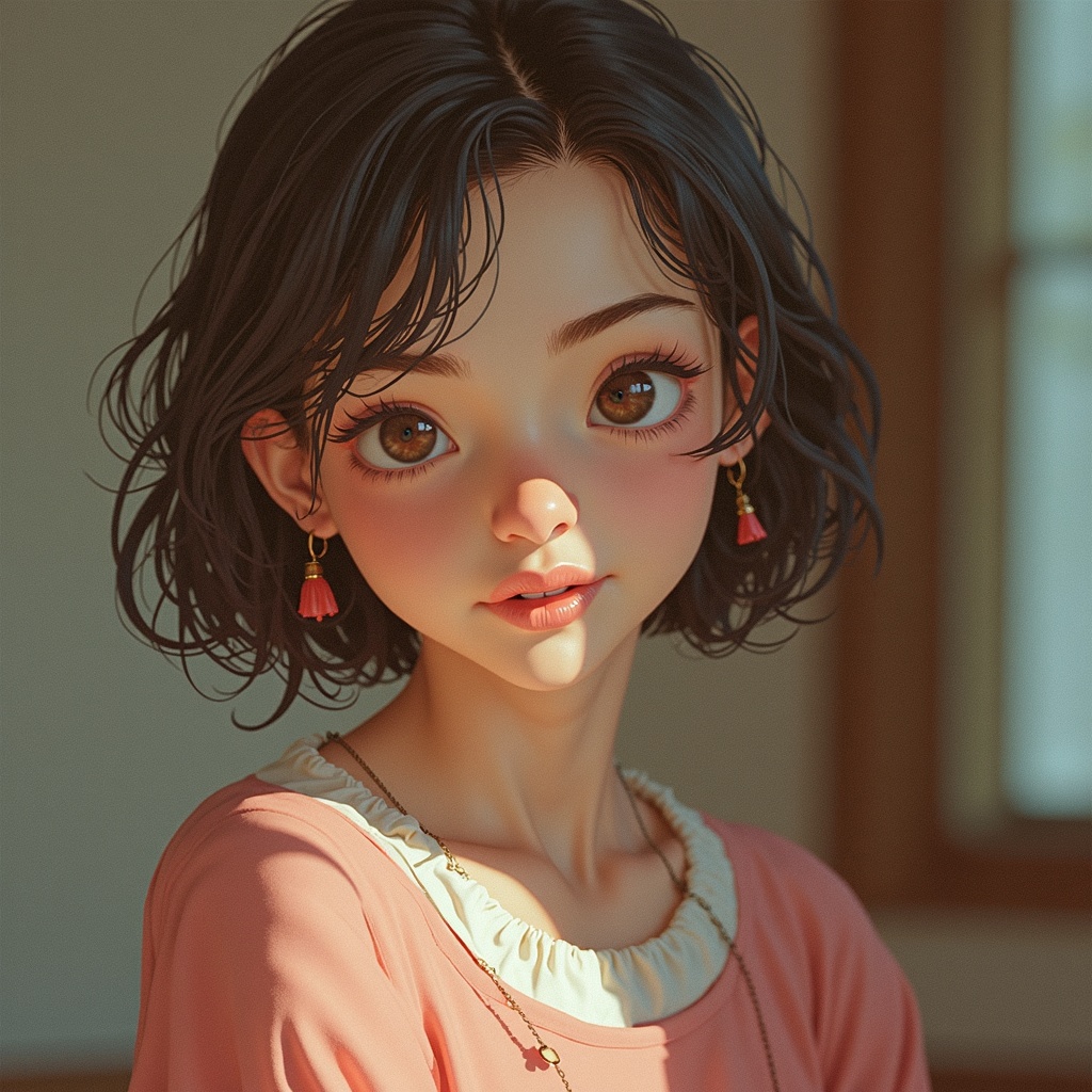 Studio Ghibli-inspired anime; digital illustration; clean, varied line art; c...