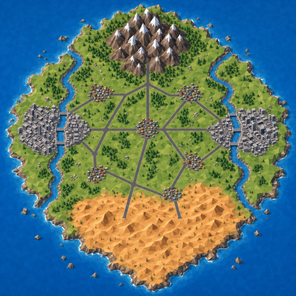 Superhero Island Top-Down Layout