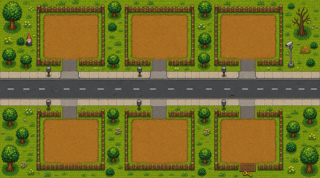 Totoki Neighborhood Backdrop - Top Down Pixel Art