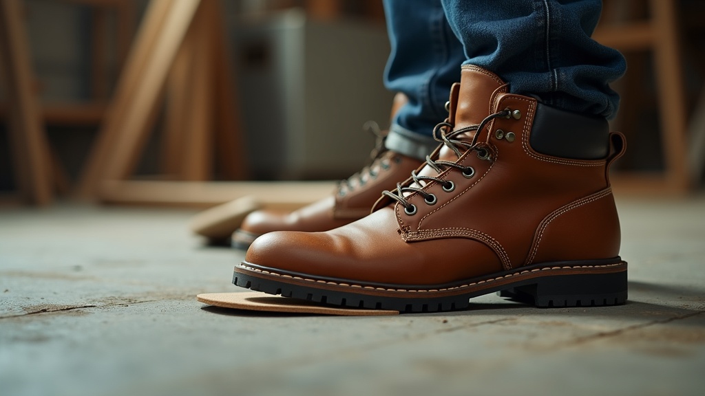Custom insole pulled from a construction work boot on a jobsite