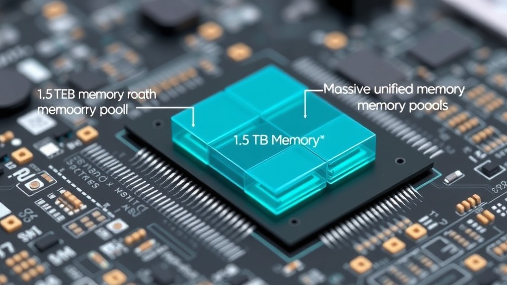 Conceptual diagram illustrating Apple's M7 Ultra SoC with massive unified memory pools