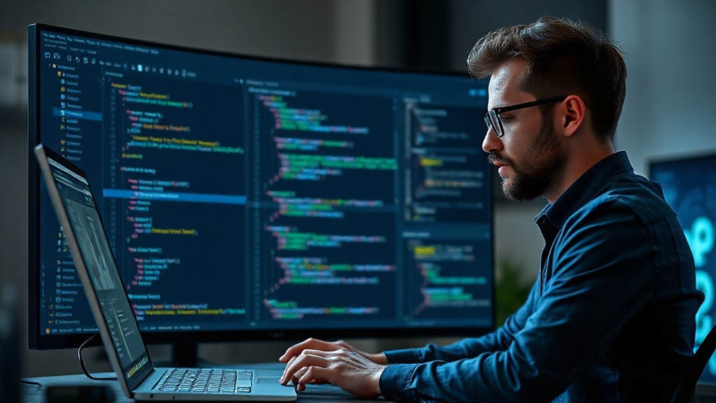 Developer interacting with an AI coding assistant interface for code review