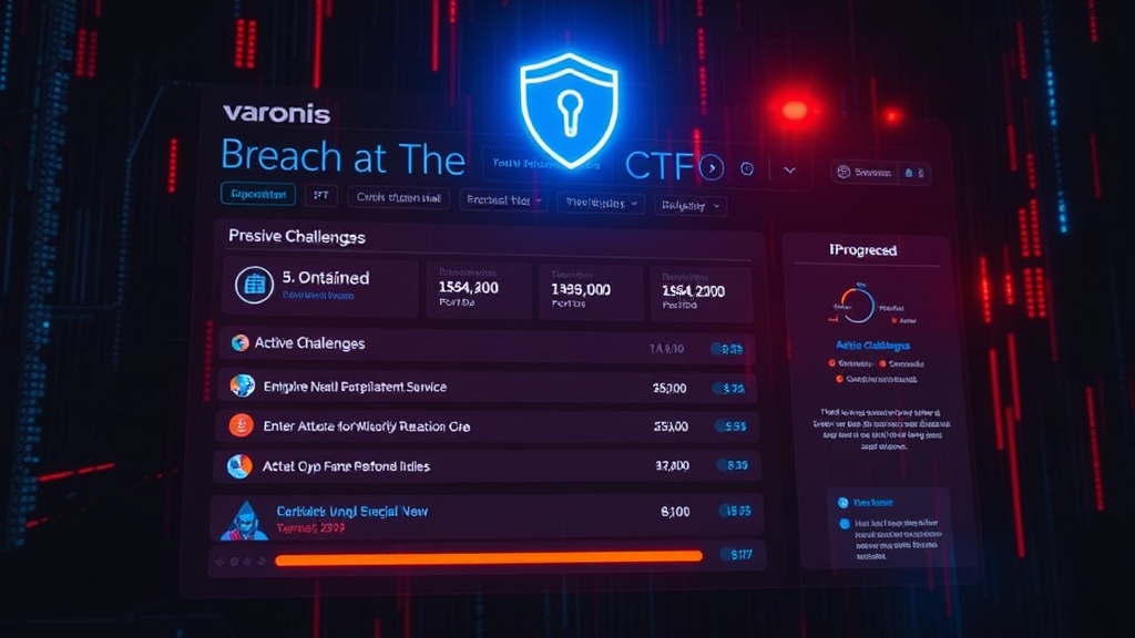Screenshot of the Breach at the Beach CTF dashboard showing active challenges and progress.