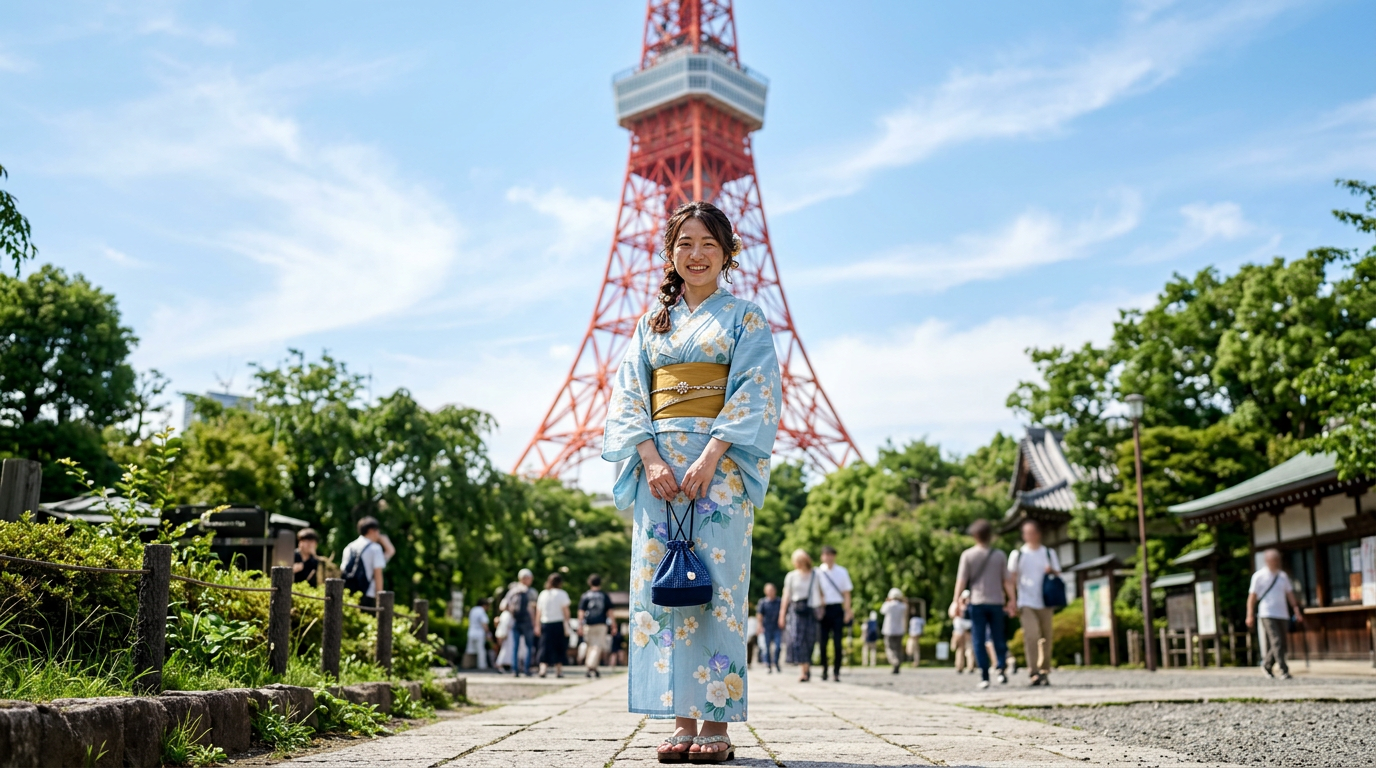 NanoBanana 2 で生成した 日本女性と東京タワー