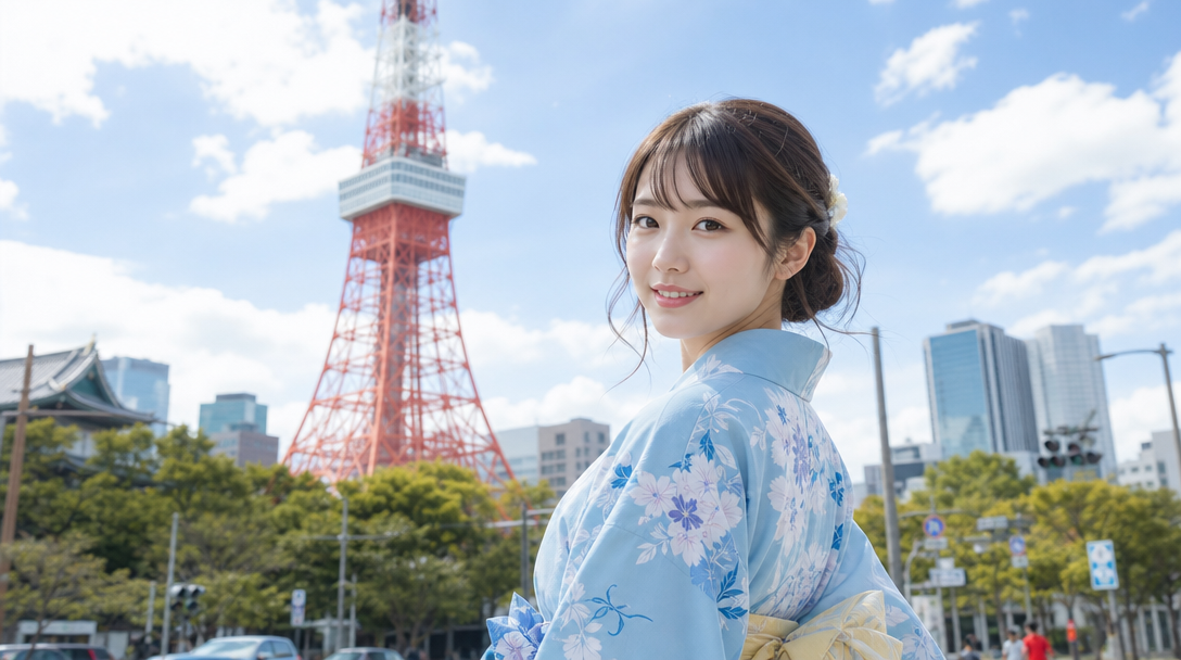 GPT Image 2 で生成した 日本女性と東京タワー