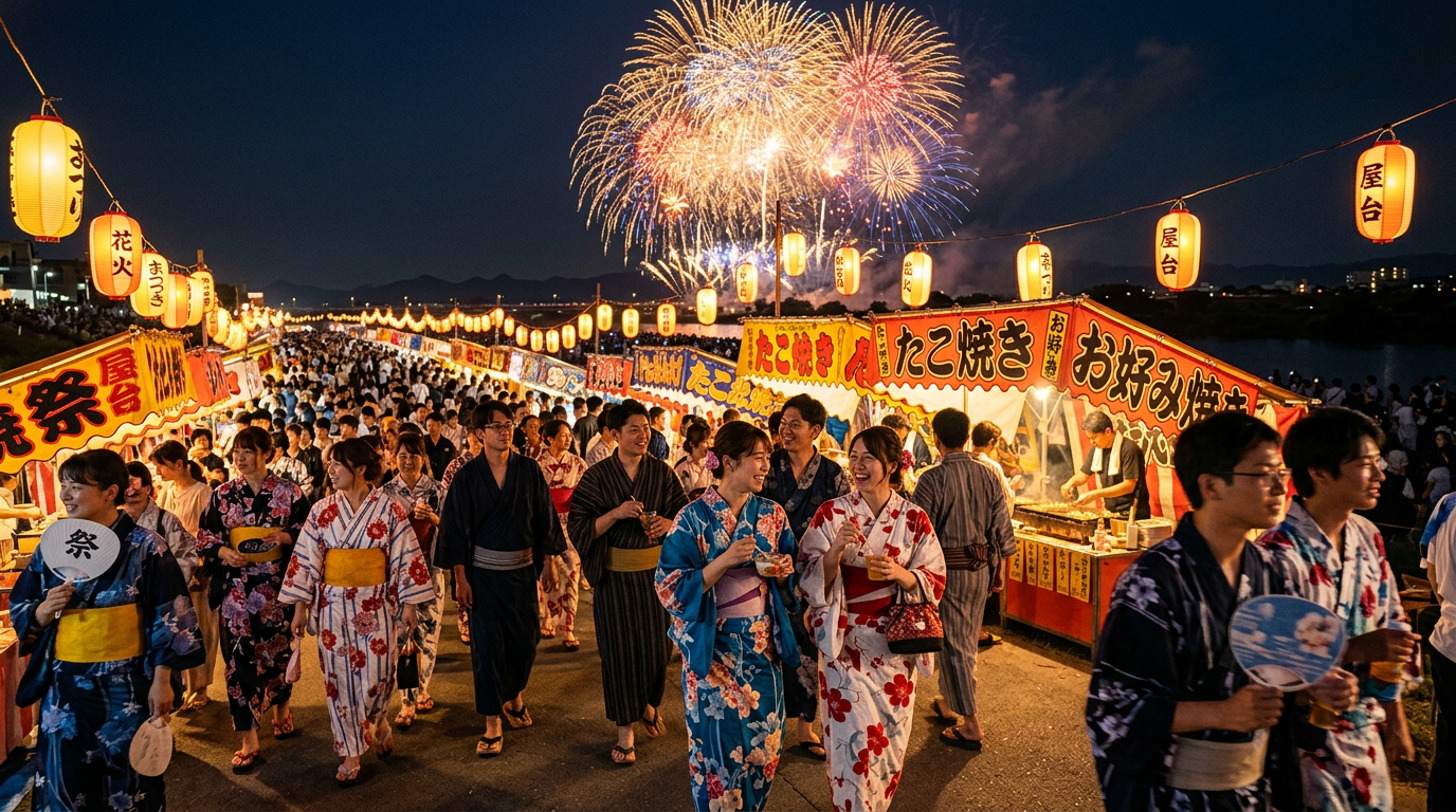 NanoBanana 2 で生成した 夏祭りと花火