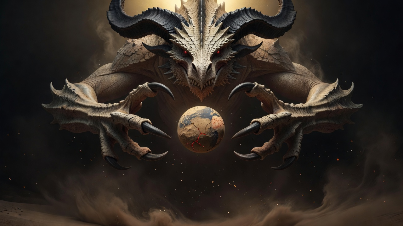 Athasian Dragon Cradling Athas - Cinematic Backdrop