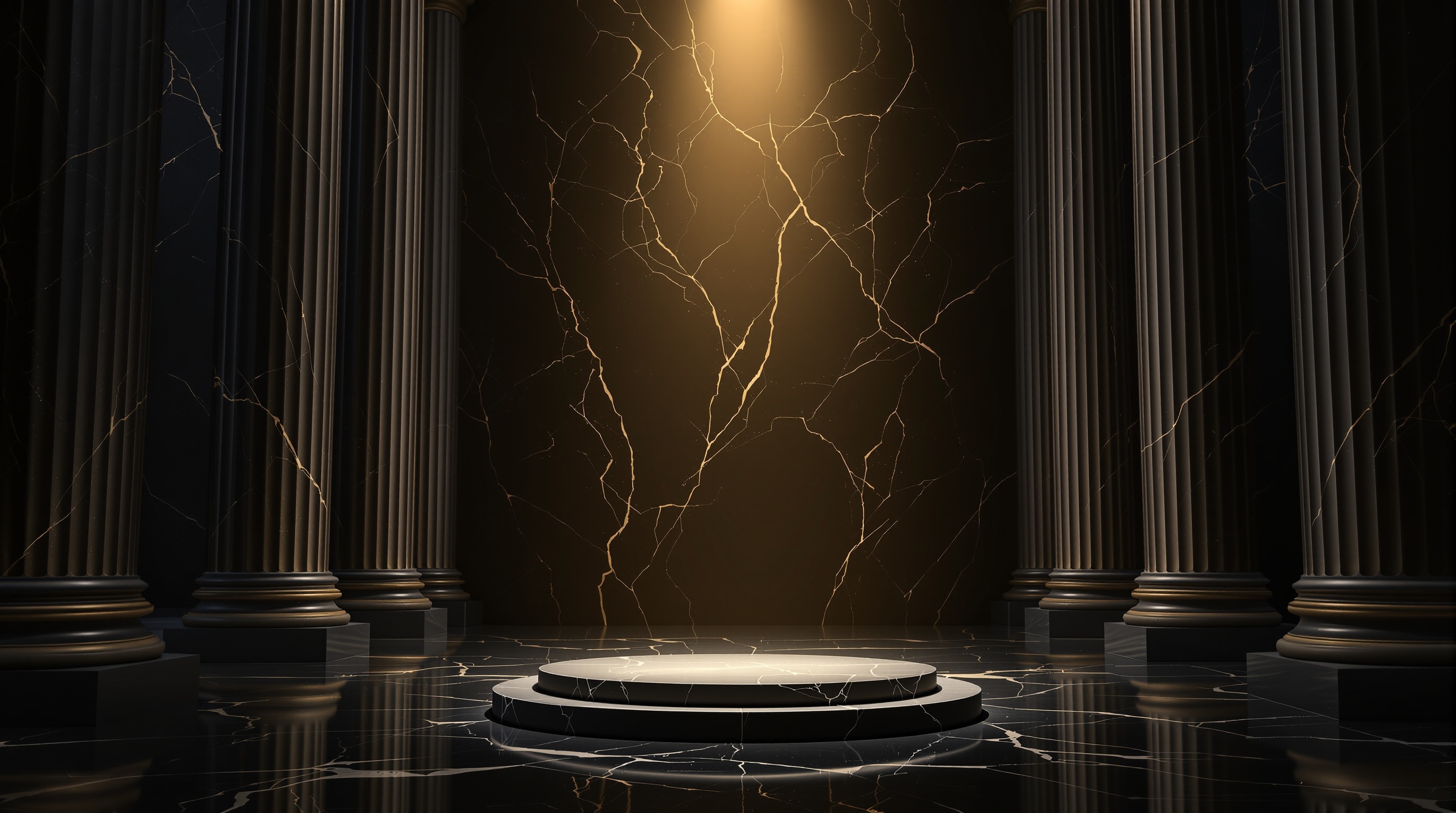 empty brass-trimmed podium on a circular marble dais within a columned government hall (no signage or text) — editorial cover artwork for the Knightron story on SEC IPO Modernization Roundtable Puts Small Issuer Market Ac