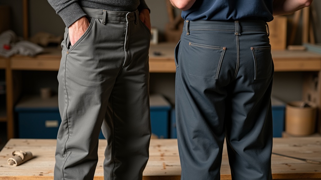 Comparativa de costuras en pantalones de trabajo talla grande