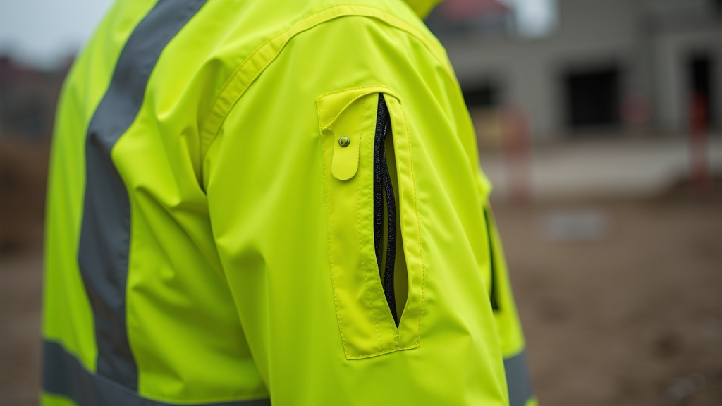 Cremallera de ventilación axilar en chaqueta impermeable de alta visibilidad