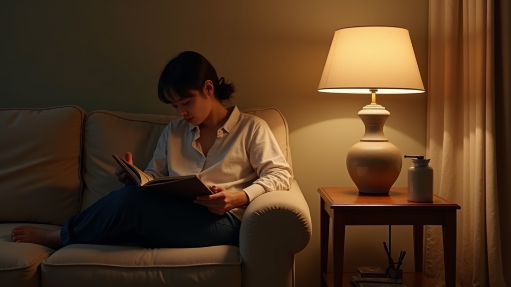 Correct lamp height next to a sofa for reading