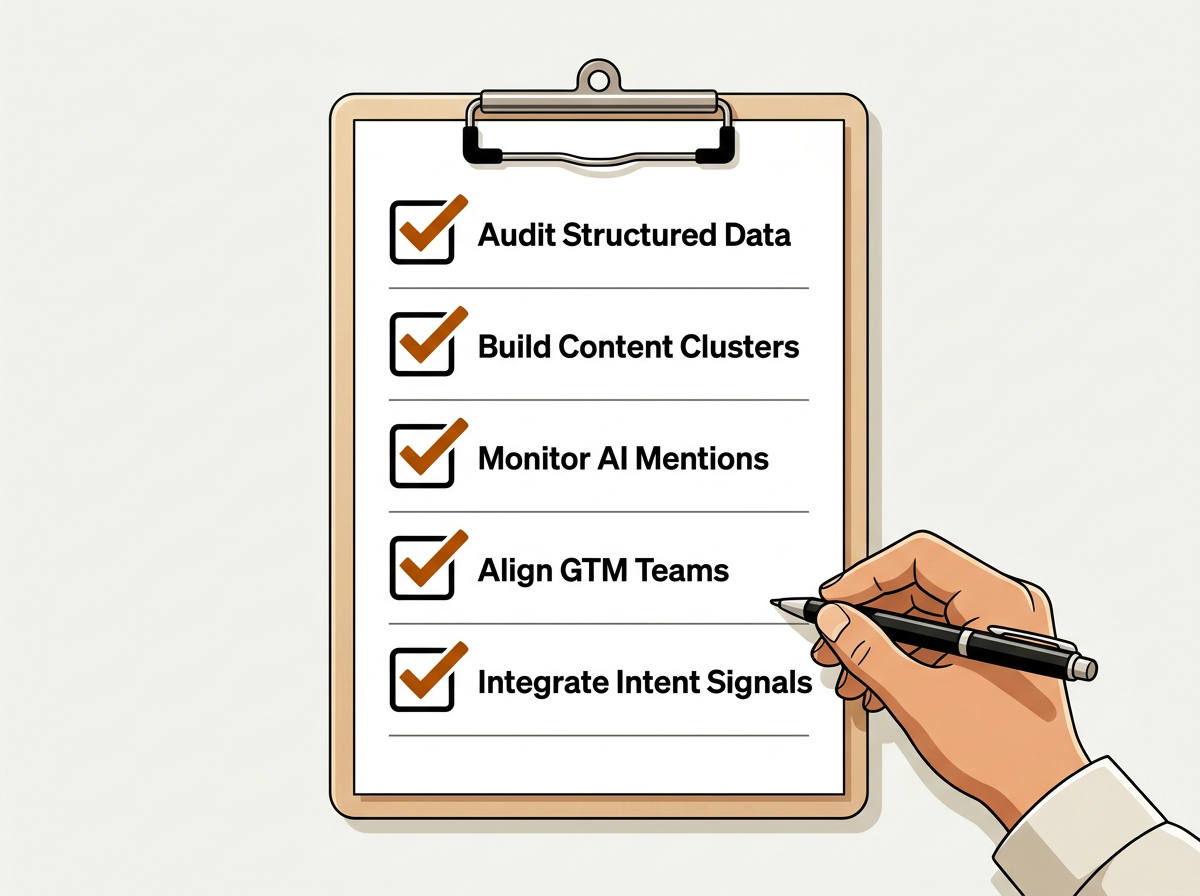 AI search optimization checklist for B2B GTM teams with five action items