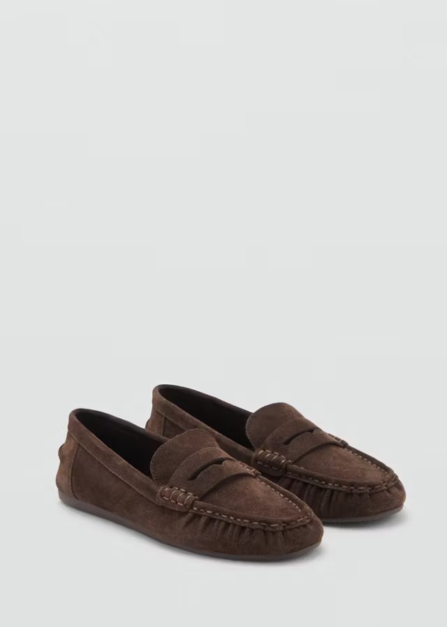 Mango, SUEDE PENNY LOAFERS