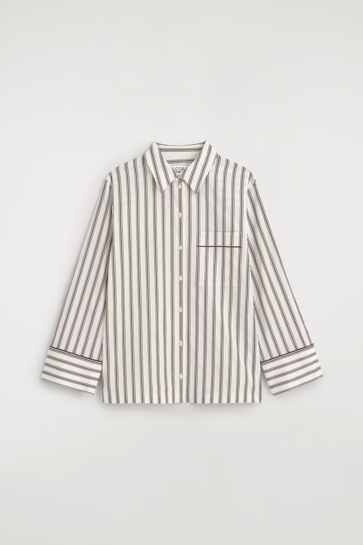 COS, PIPED STRIPED COTTON SHIRT