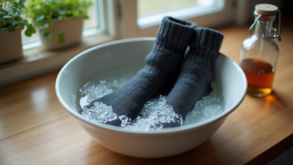 Disinfecting merino wool socks with white vinegar soak