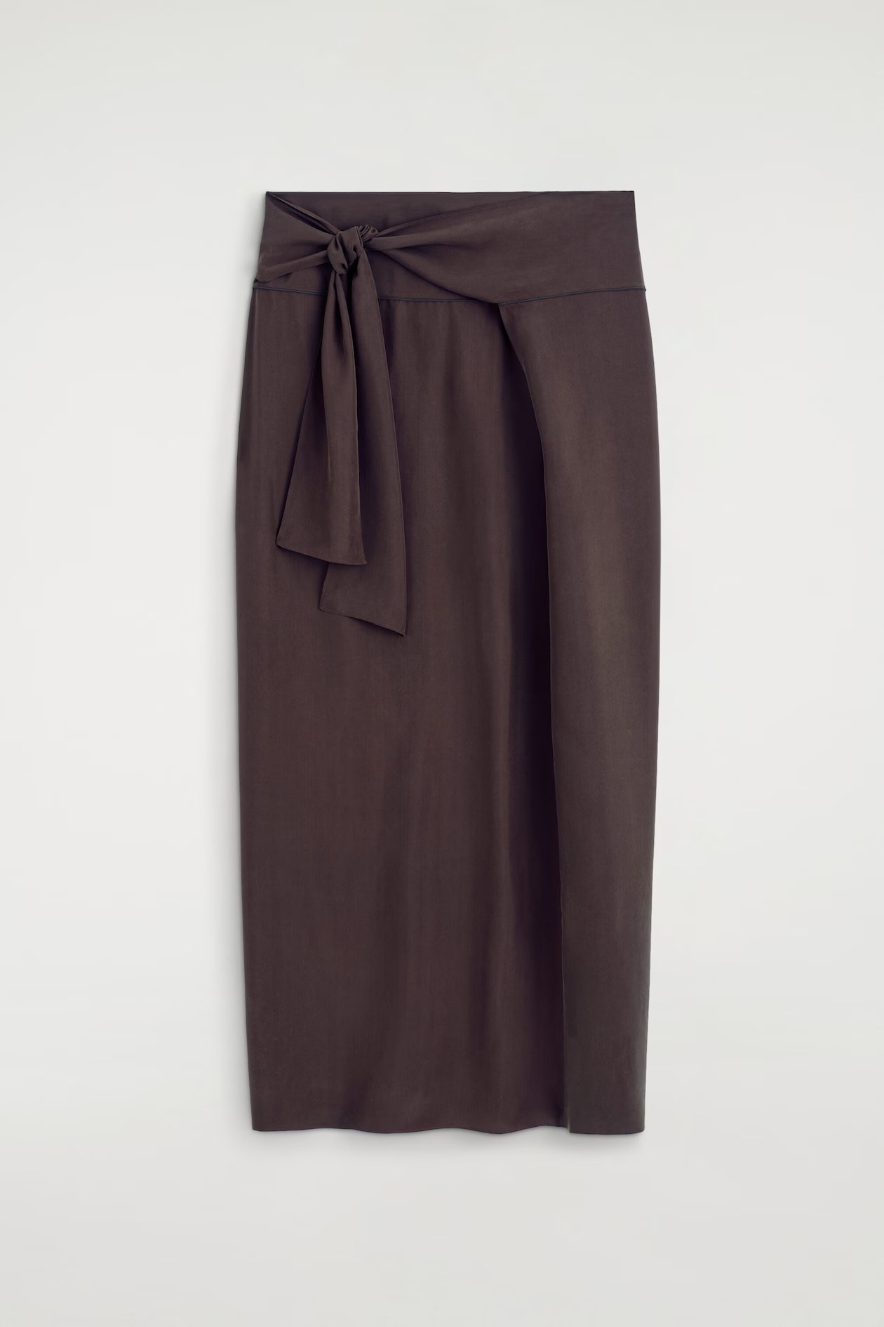 COS, DRAPED TIE-WAIST SILK MAXI SKIRT