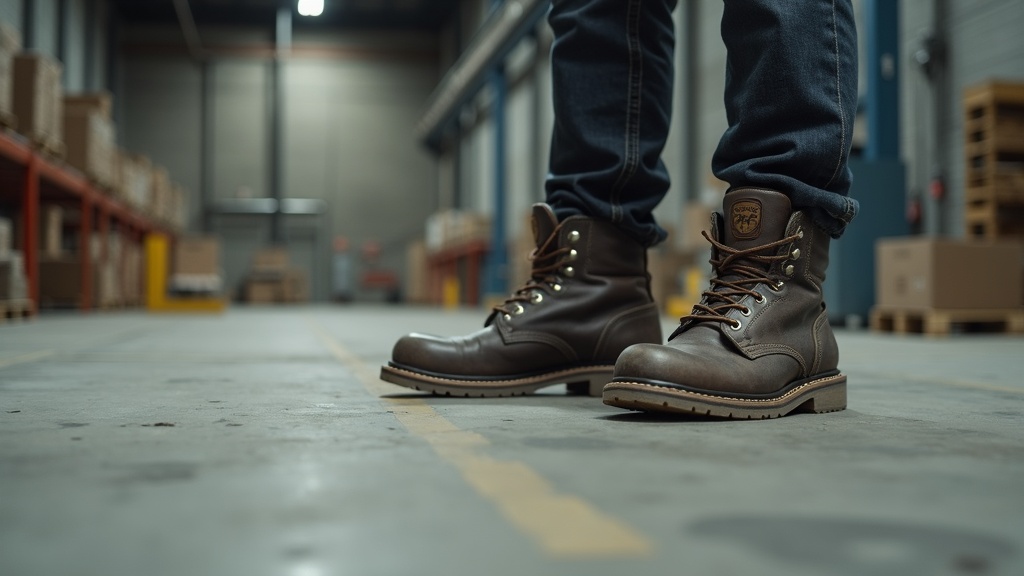 Work boots on concrete floor, sock cushioning for standing jobs comparison