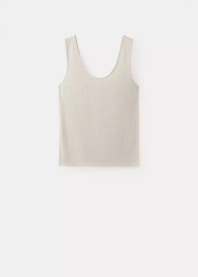 Mango, ROUND-NECK LINEN TOP