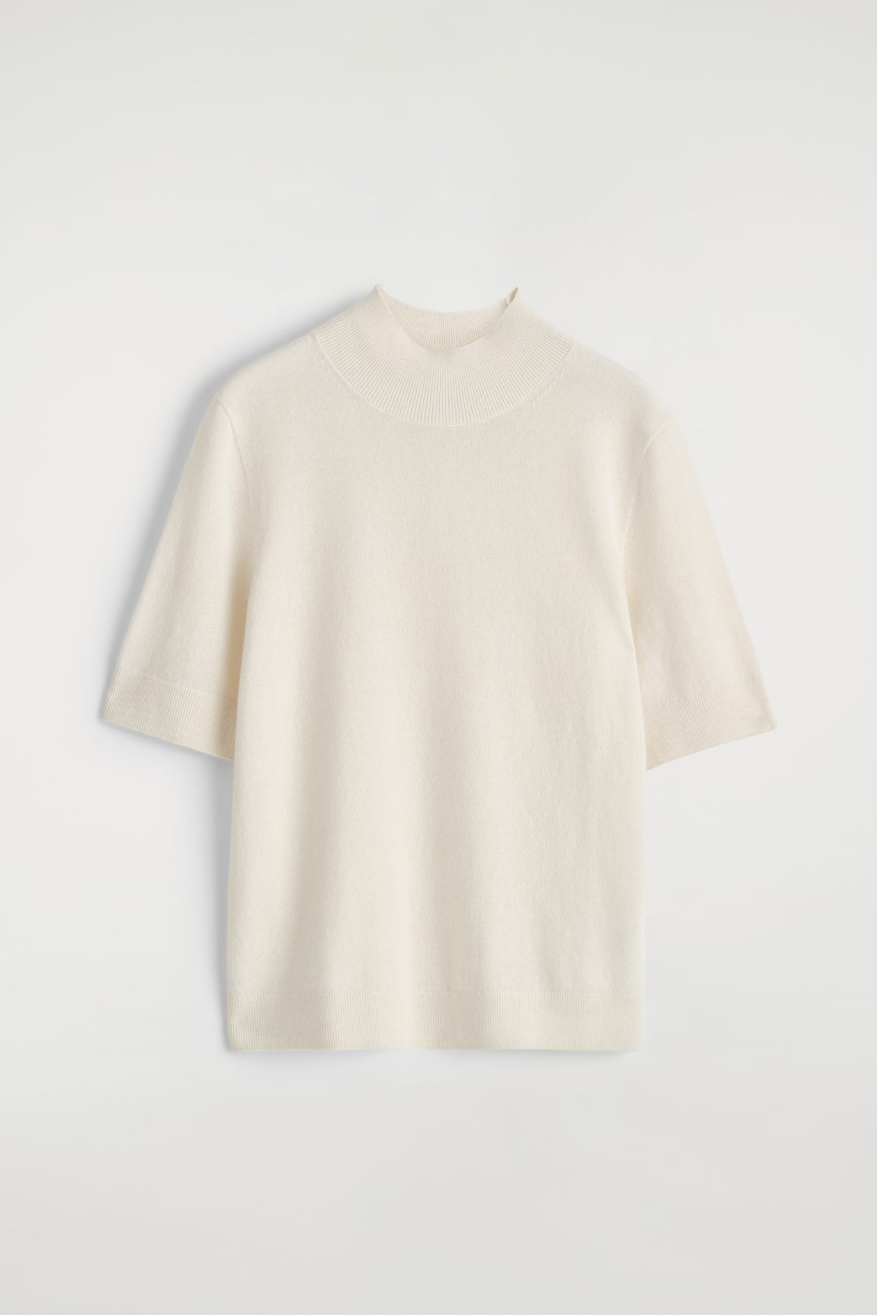 COS, CASHMERE MOCK-NECK T-SHIRT