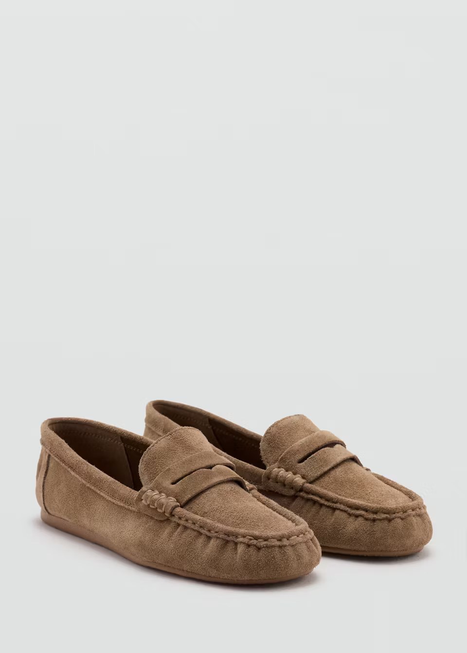 Mango, SUEDE PENNY LOAFERS - Medium Brown