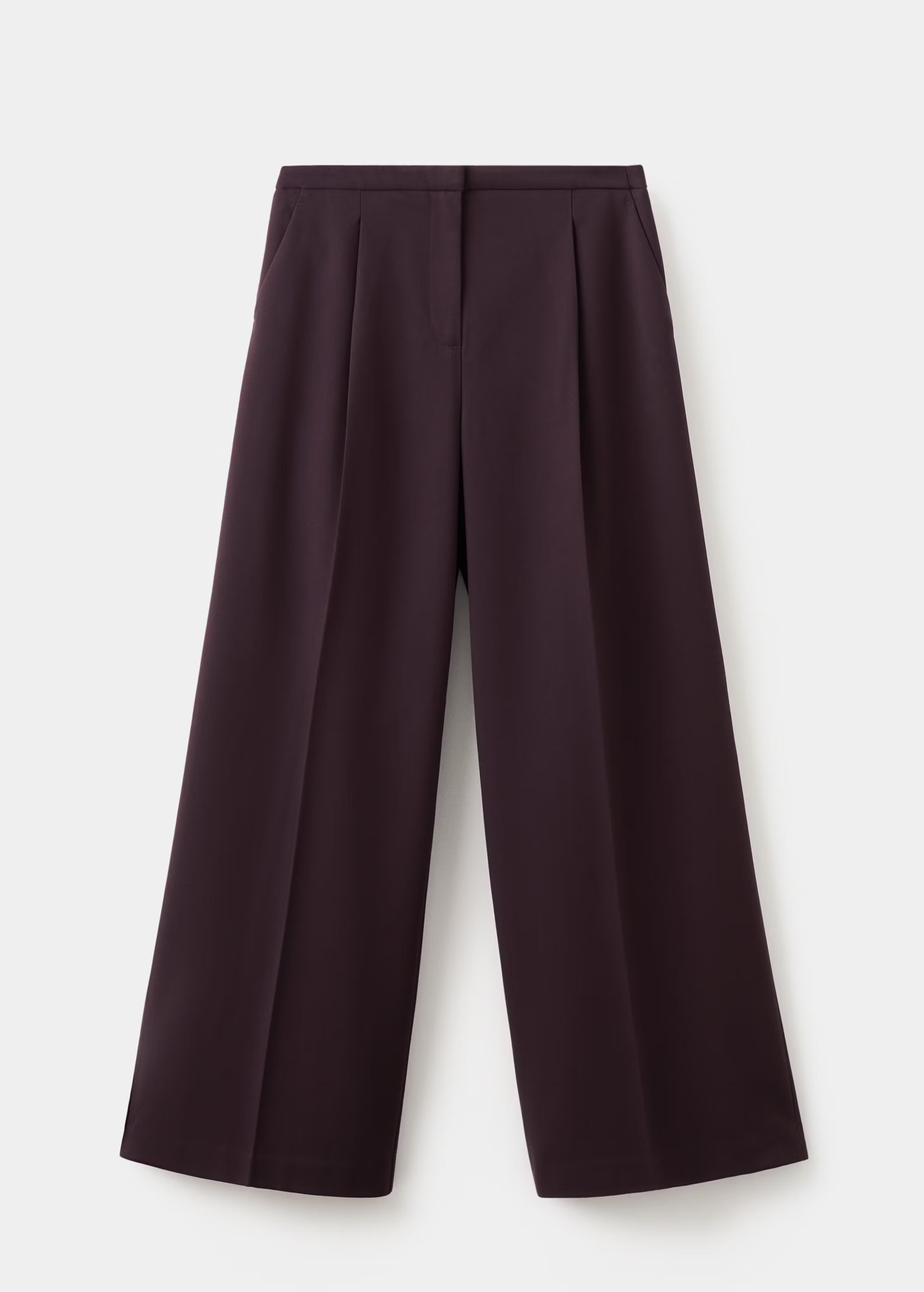 Mango, WIDE LEG MID-RISE PLEATED TROUSERS