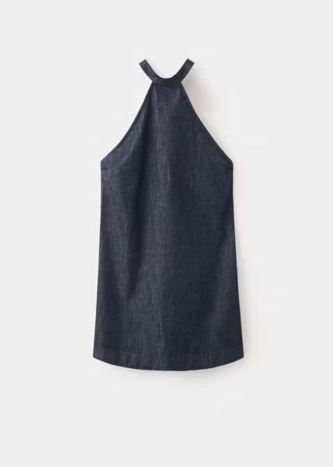 Mango, DENIM HALTER DRESS