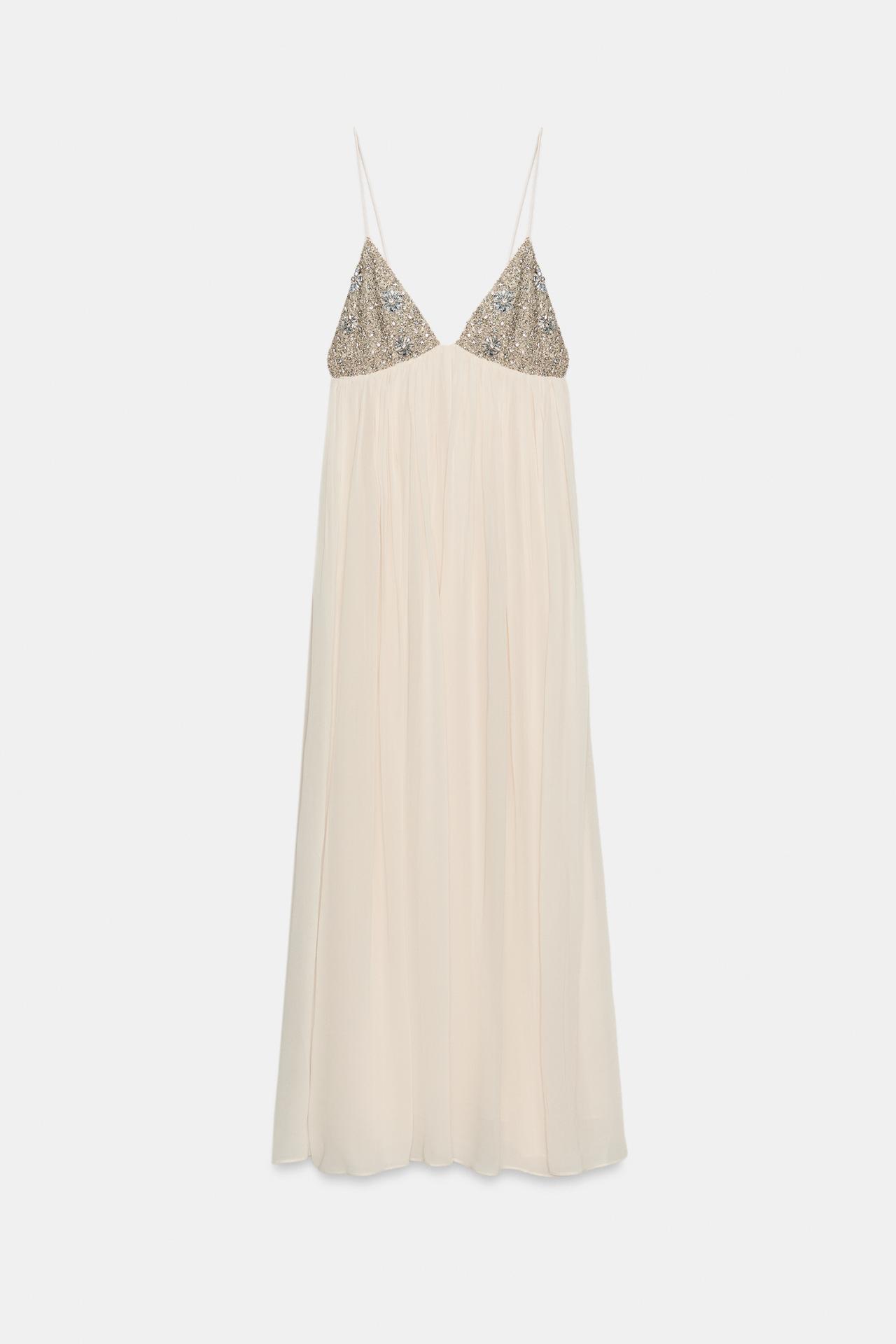 ZARA, ZW COLLECTION BEADED MIDI DRESS