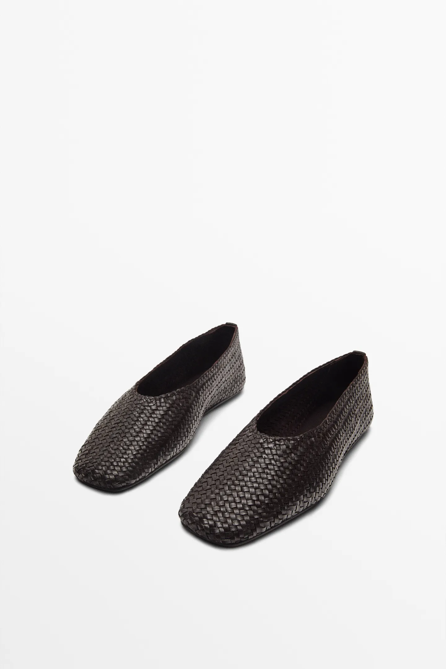 Massimo Dutti, BRAIDED LEATHER BALLET FLATS