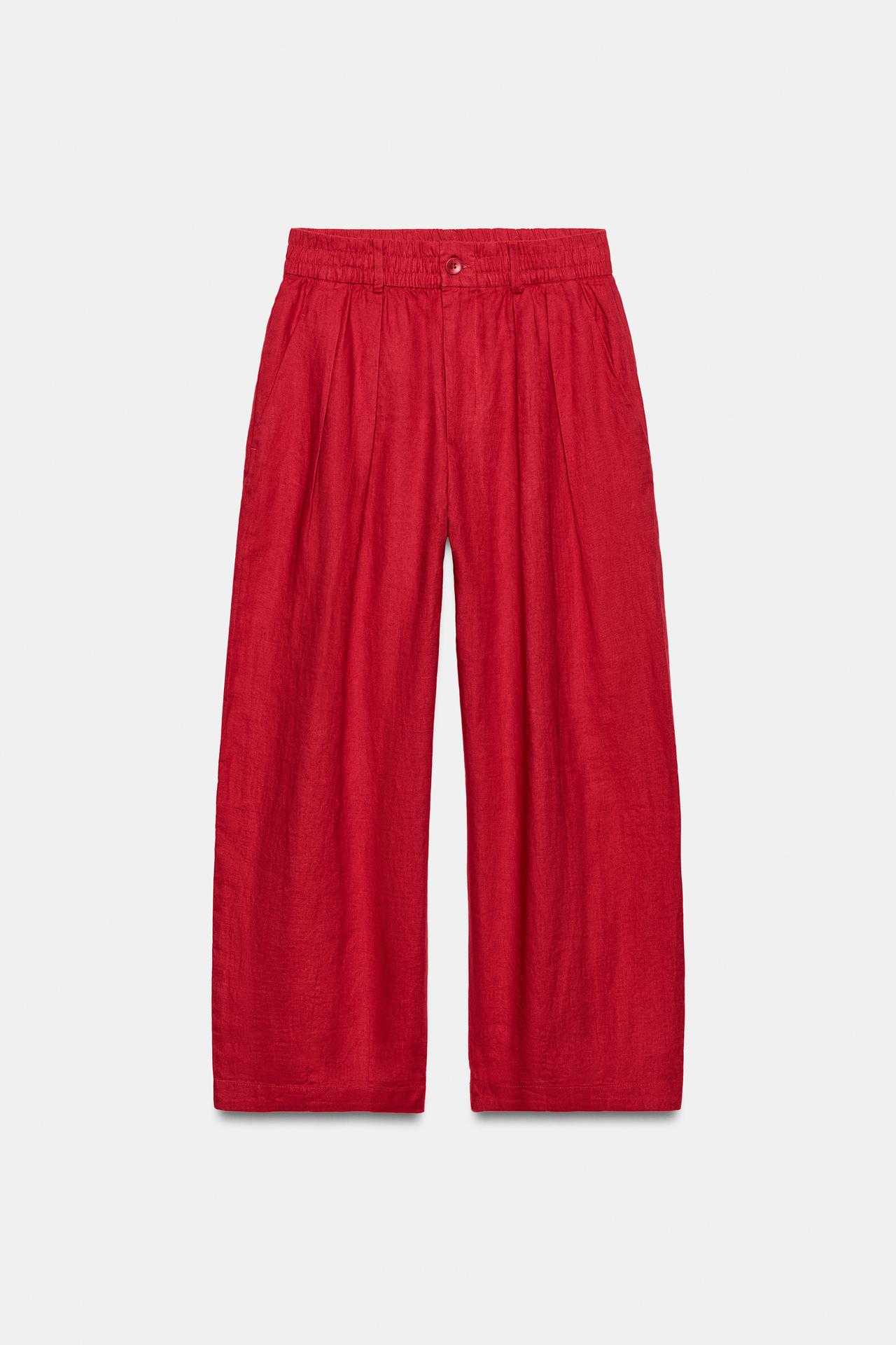 ZARA, 100% LINEN PLEATED PANTS ZW COLLECTION
