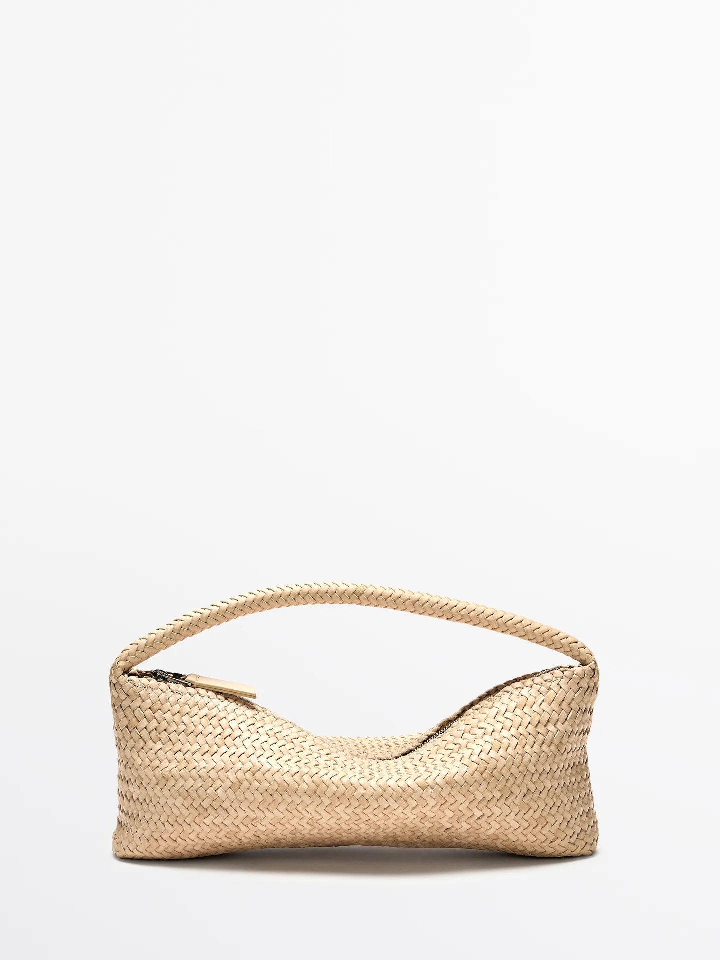 Massimo Dutti, NAPPA LEATHER WOVEN CROISSANT BAG