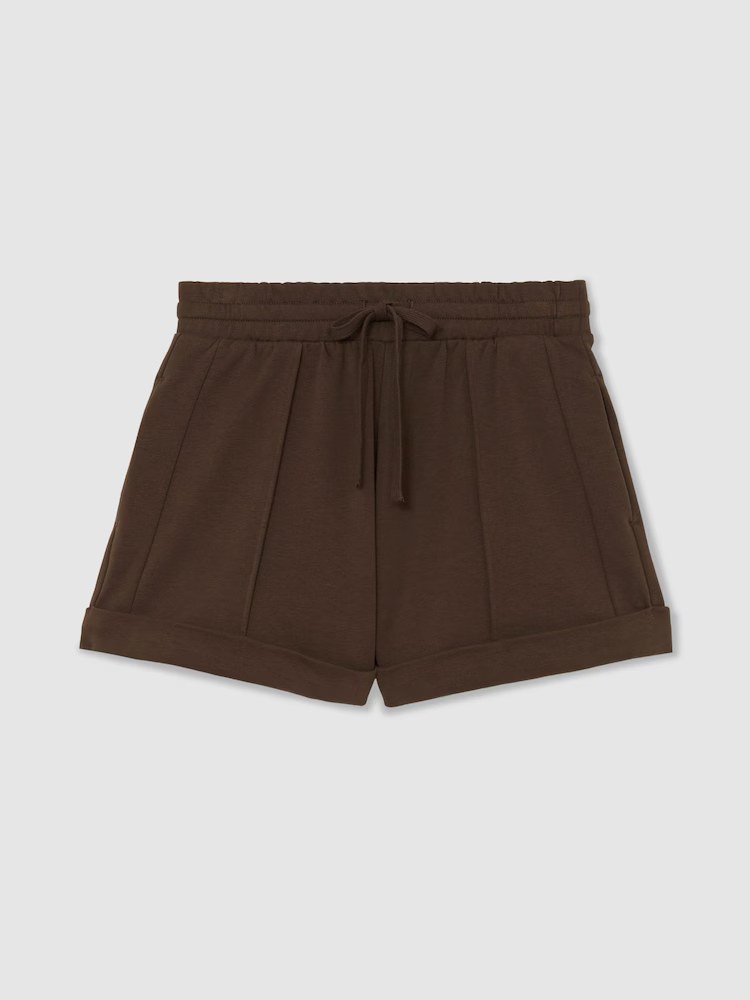 Reiss, Cotton-Blend Drawstring Sweat Shorts in Chocolate Brown