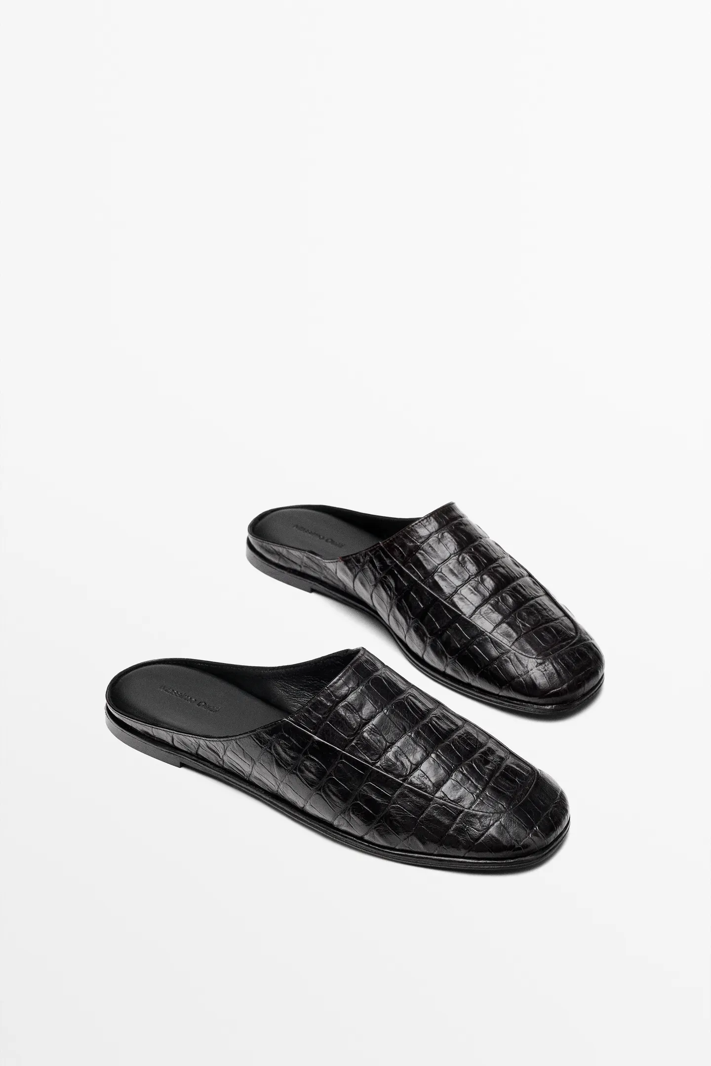 Massimo Dutti, MOCK CROC LEATHER MULES