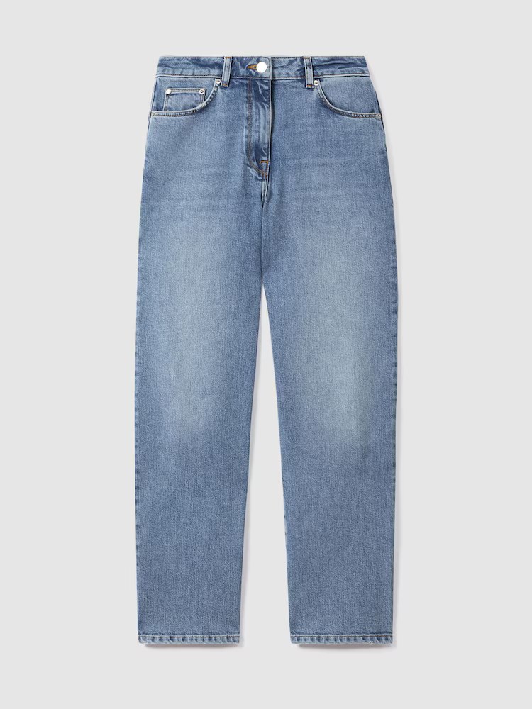 Reiss, Mid-Rise Straight-Leg Jeans in Light Blue