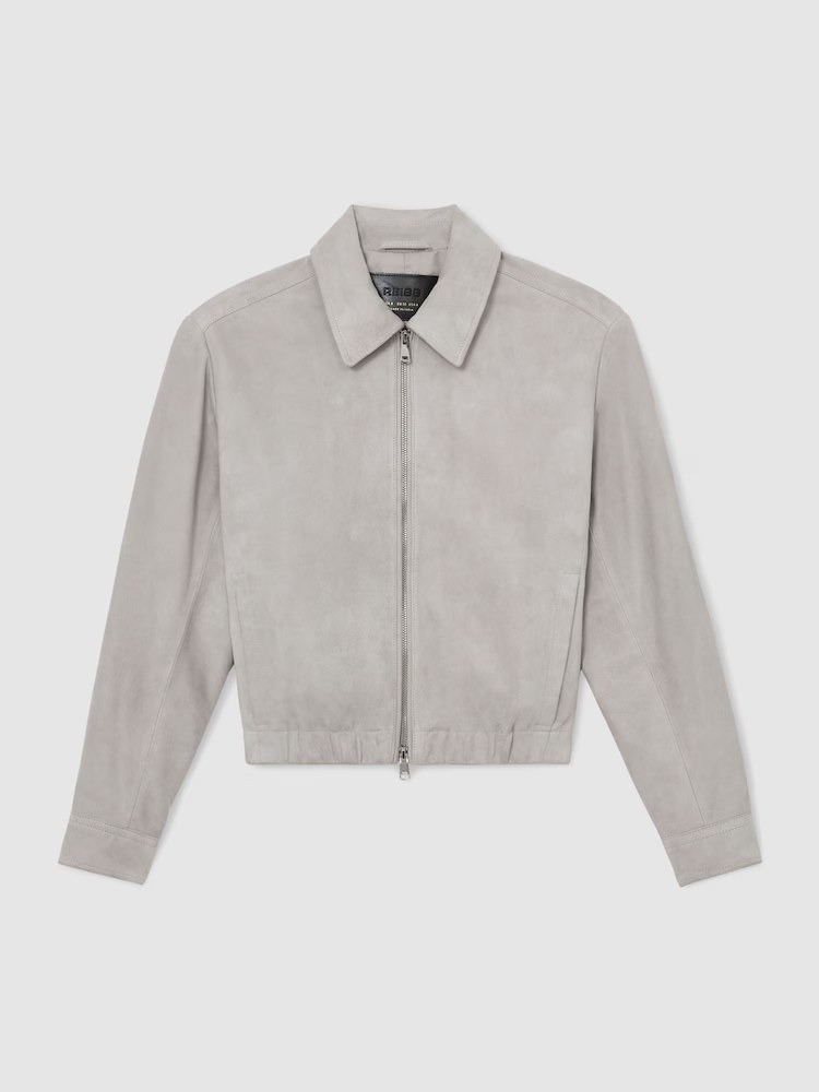 Reiss, Suede Cropped Bomber Jacket