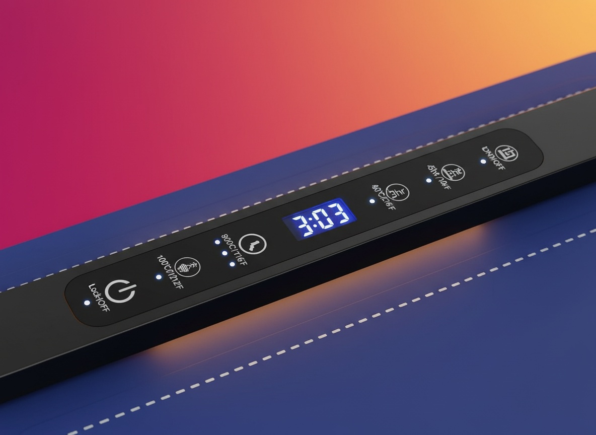 Close-up of warming mat control panel showing adjustable temperature buttons and digital timer display