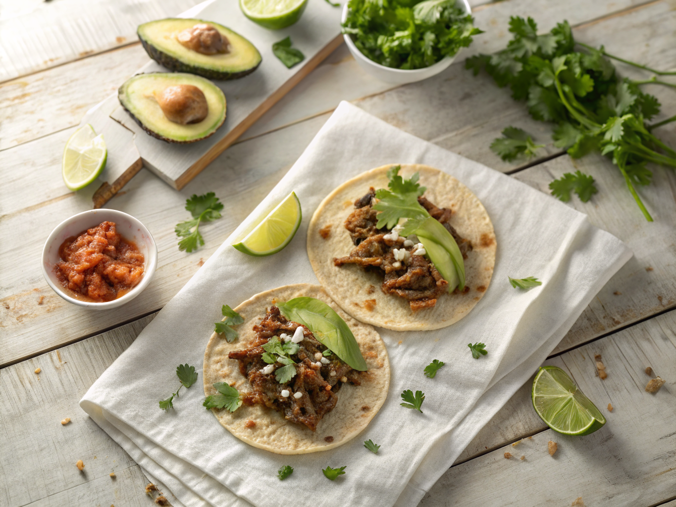 Beef Tinga Tacos with Smoky Chipotle Crema