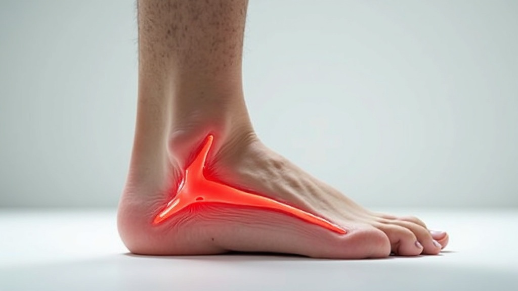 Anatomía del pie con fascia plantar destacada