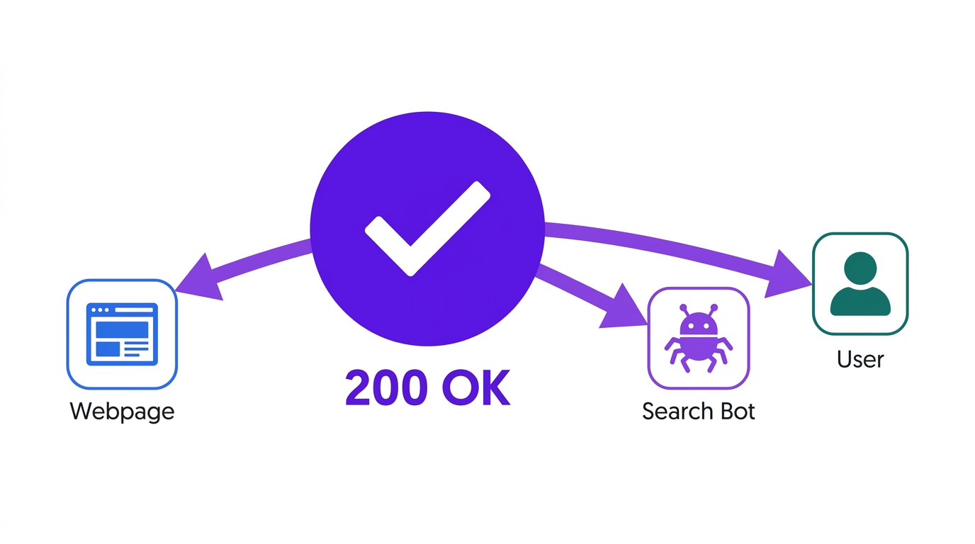 Diagram of 200 OK HTTP status code granting access to users, bots, and webpages