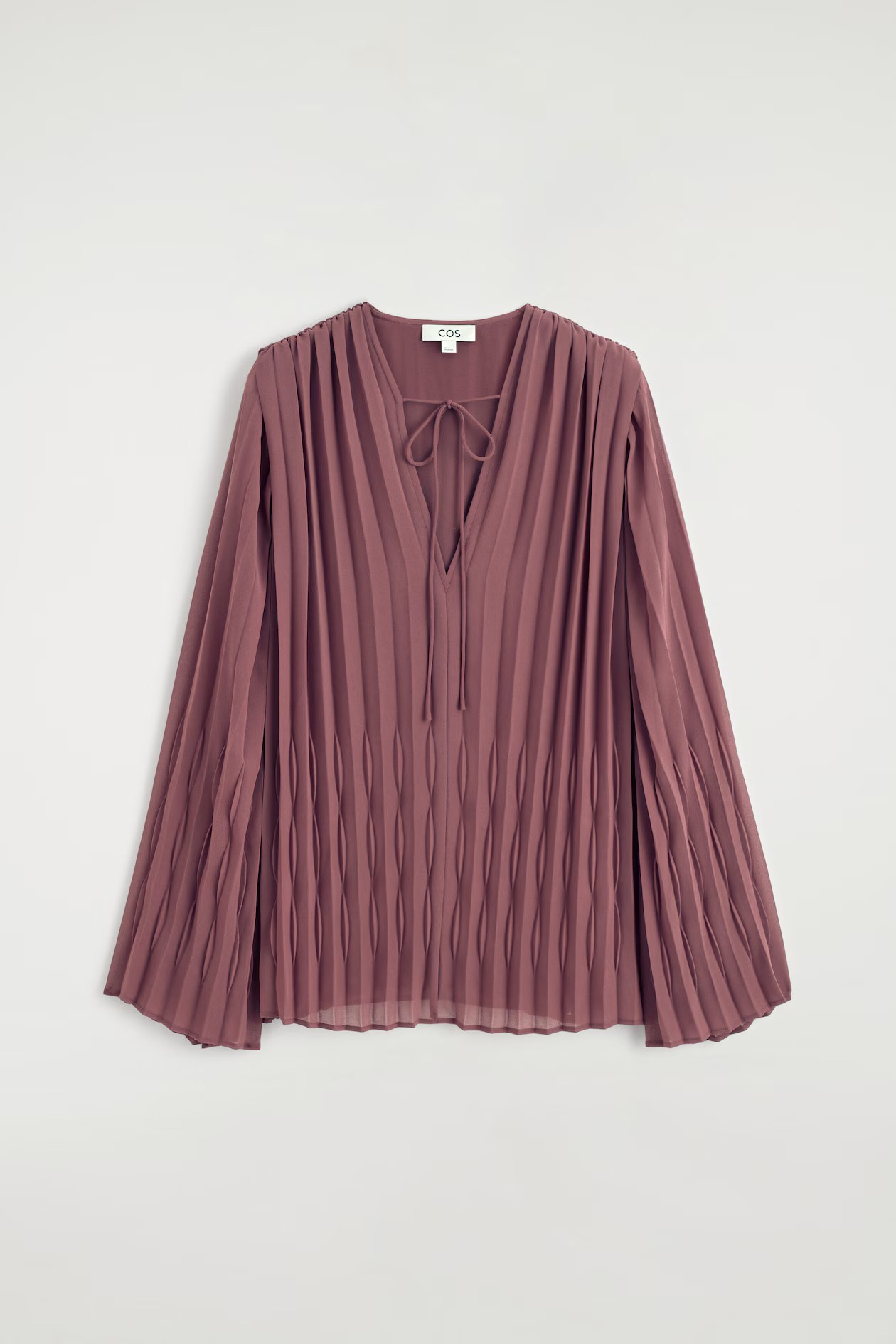 COS, TIE-FRONT PLEATED GEORGETTE BLOUSE