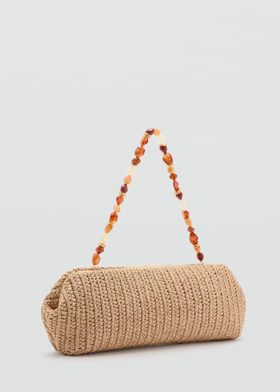 Mango, NATURAL FIBER HANDBAG WITH BEAD DETAIL