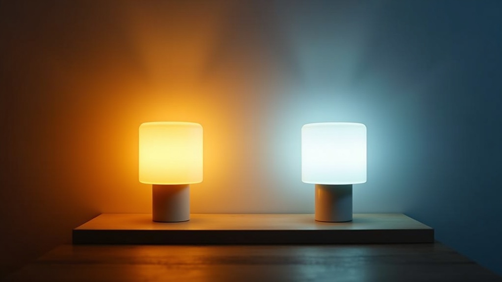 Side-by-side comparison of warm 2700K and cool 4000K bulb colour temperature