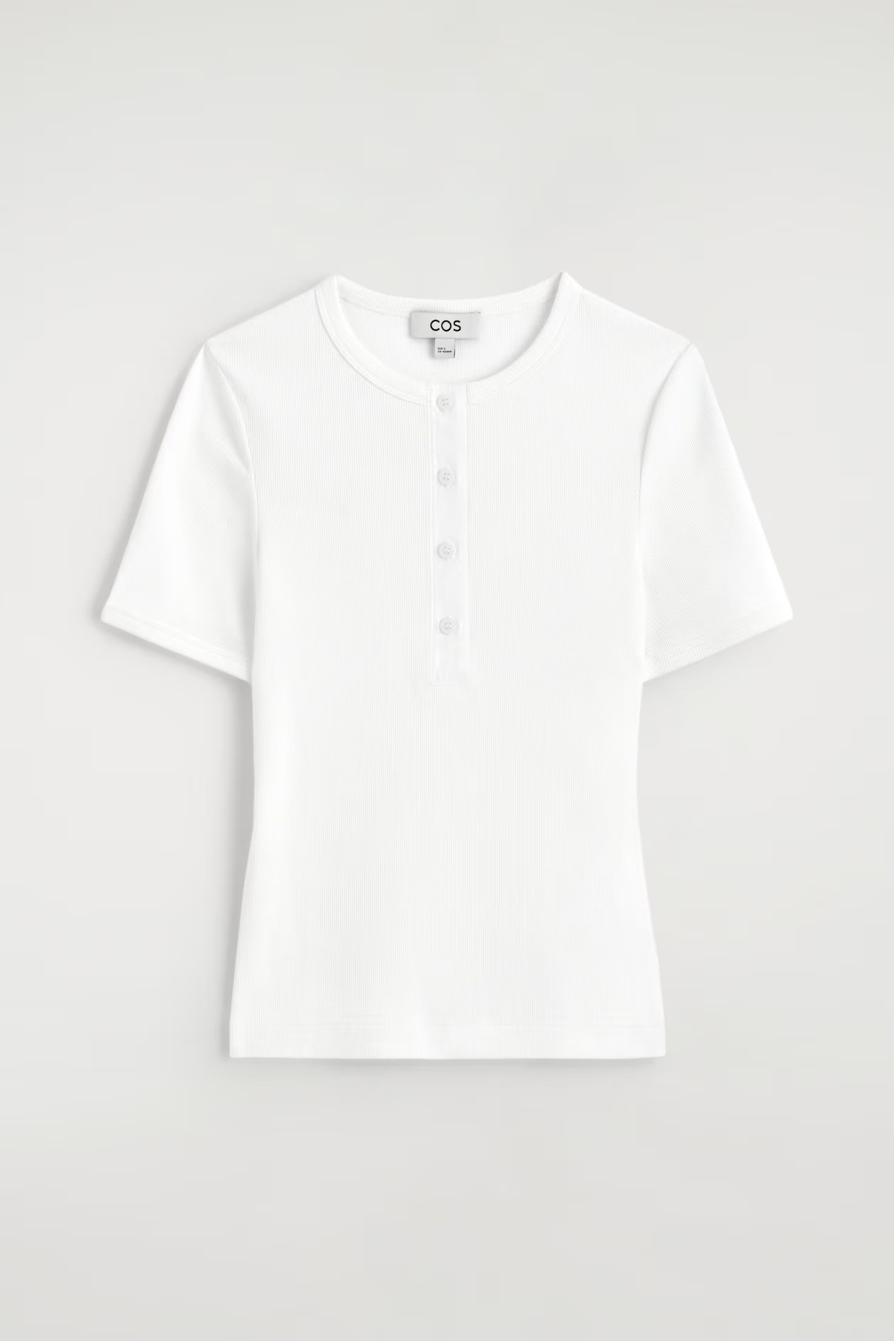 COS, RIBBED HENLEY T-SHIRT
