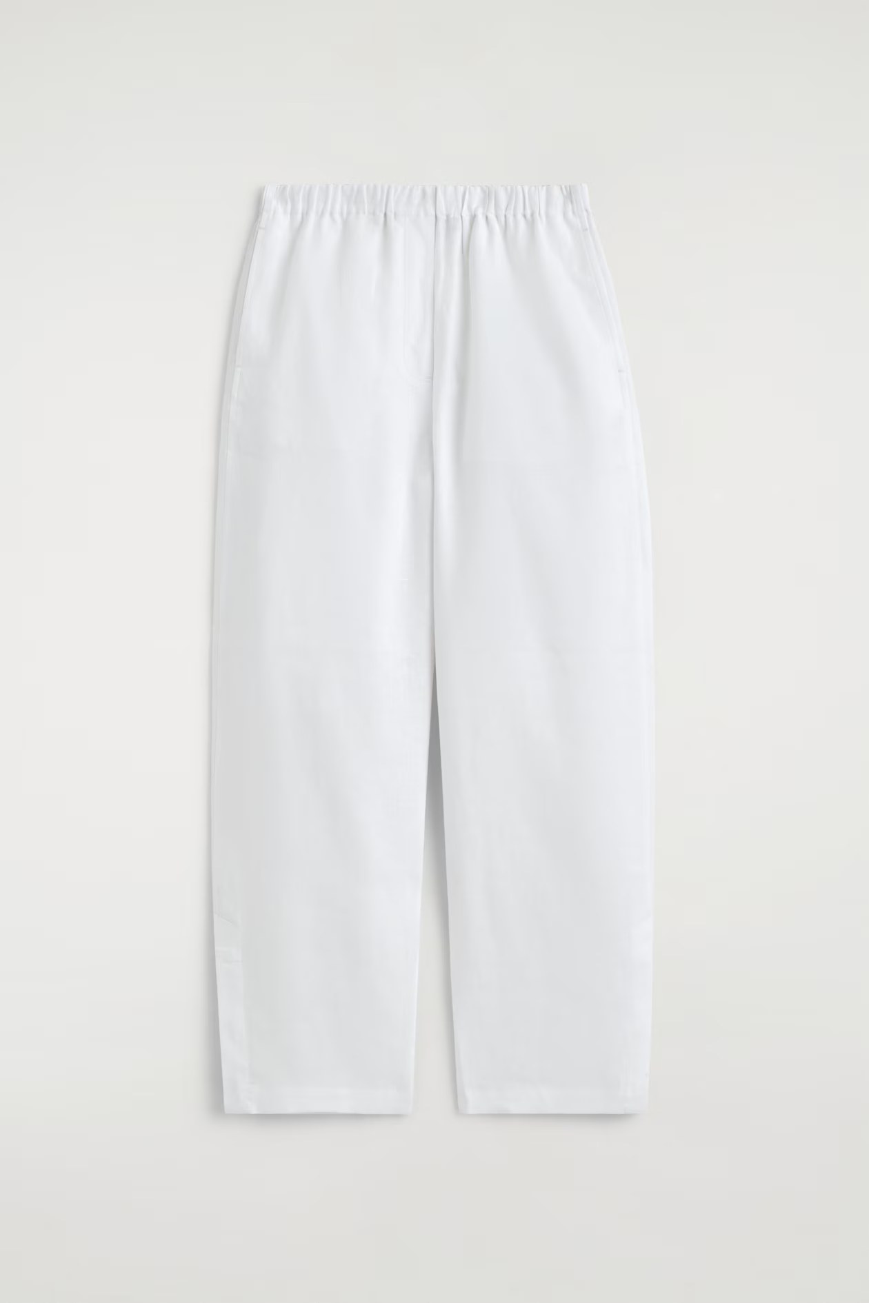 COS, ELASTICATED LINEN BARREL-LEG PANTS